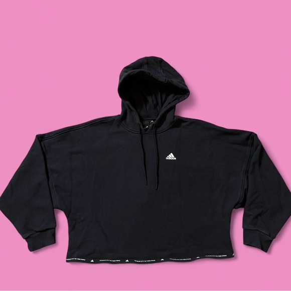 adidas Tops - Adidas Oversized Cropped Black Hoodie